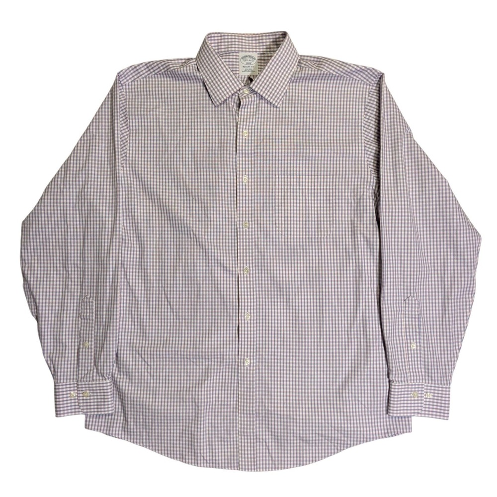 Brooks Brothers Regent Fit Shirt Mens Size 16 1/2 Plaid Button Up Long Sleeve